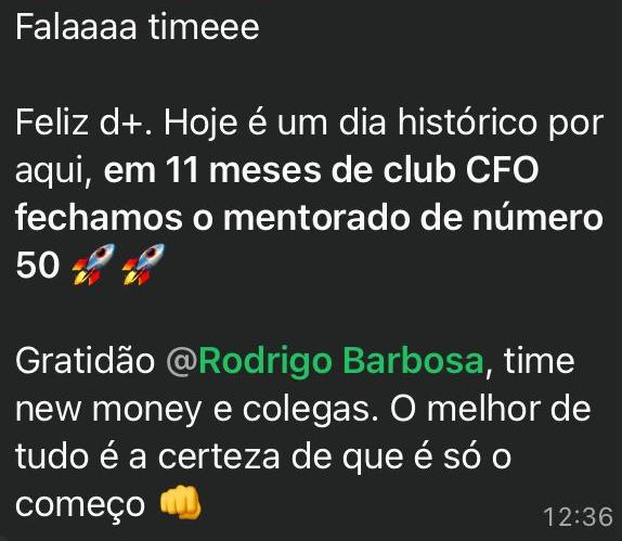 Print de depoimento de participante do New Money Day